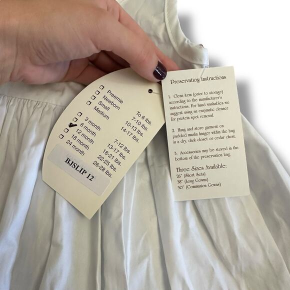 Little Things Mean a Lot White Cotton Day Slip Dress Infant 12 M Christening NWT - Picture 5 of 7